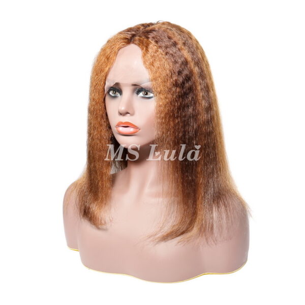 #4/27 Highlight Color Kinky Straight T Part BOB Wig - Image 4